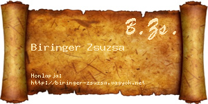 Biringer Zsuzsa névjegykártya